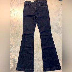 AG Adriano Goldschmied The Janis High Rise Flare Denim Trouser Jeans Dark Wash